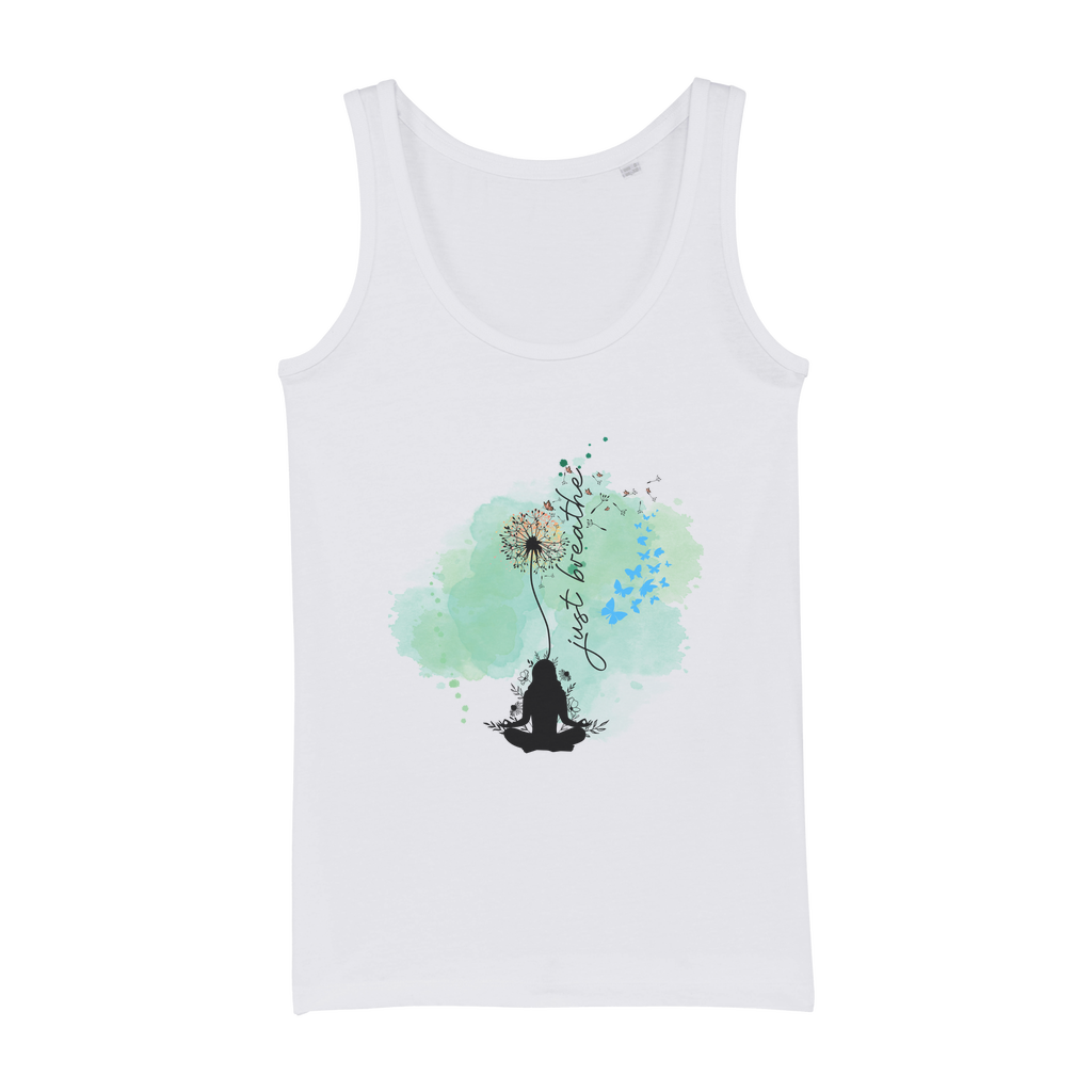 Just Breathe - Green Dandelion Organic Jersey Womens Tank Top