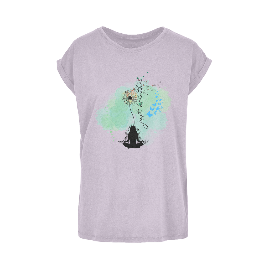 Just Breathe - Green Dandelion Women's Extended Shoulder T-Shirt XS-5XL