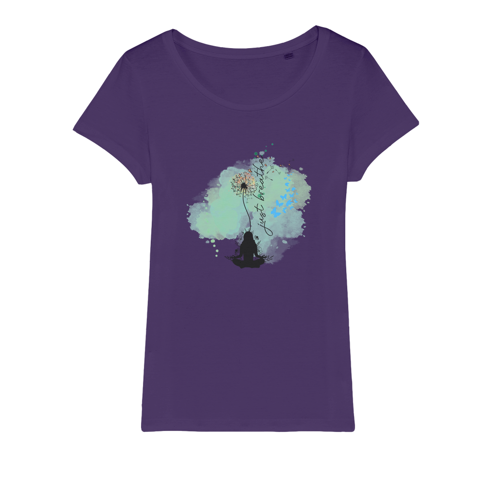 Just Breathe - Green Dandelion Organic Jersey Womens T-Shirt