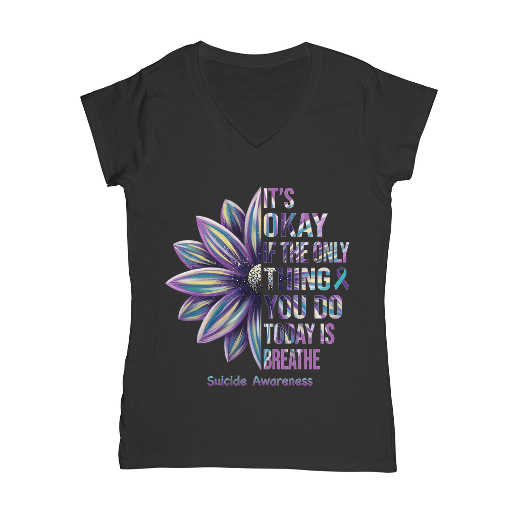 Today Just Breathe Classic Women's V-Neck T-Shirt