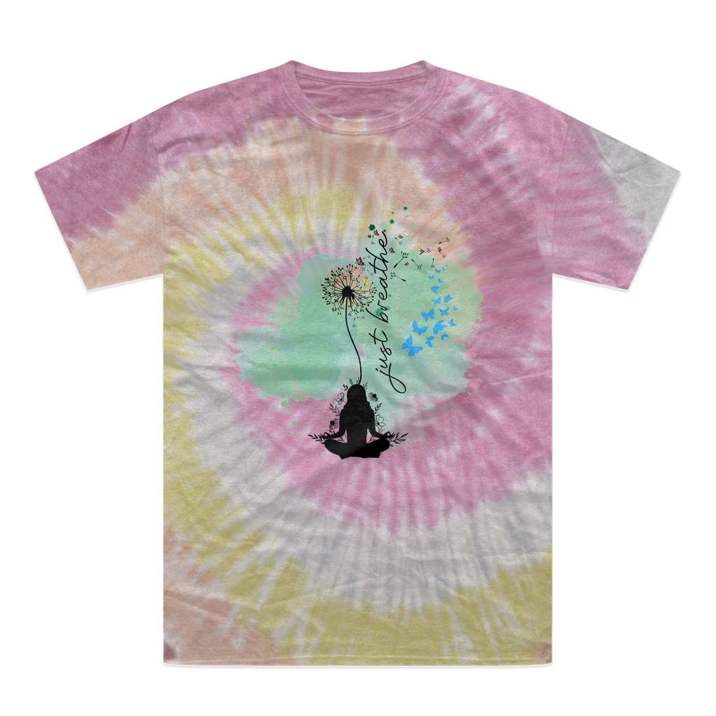 Just Breathe - Green Dandelion Tie-Dye T-Shirt