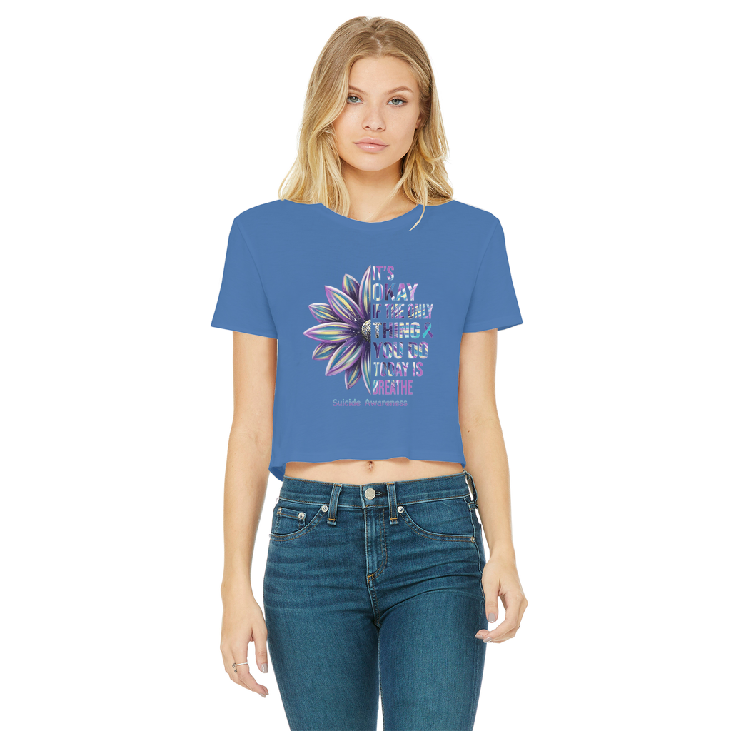 Today Just Breathe Classic Women's Cropped Raw Edge T-Shirt