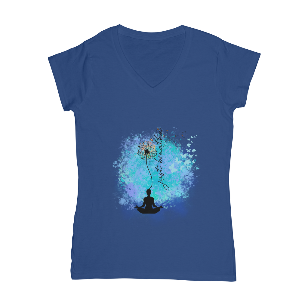 Just Breathe - Dandelion Classic Women's V-Neck T-Shirt