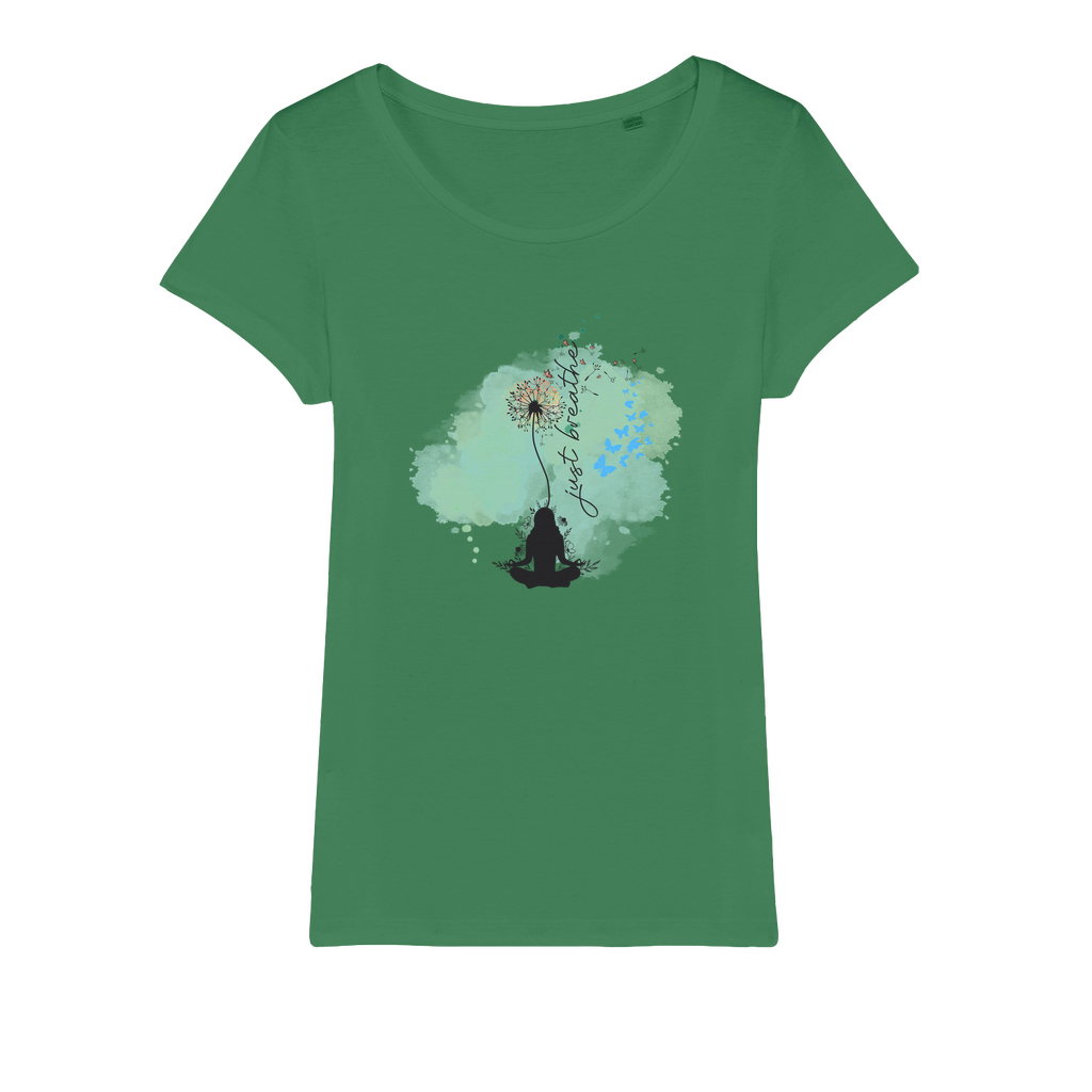 Just Breathe - Green Dandelion Organic Jersey Womens T-Shirt