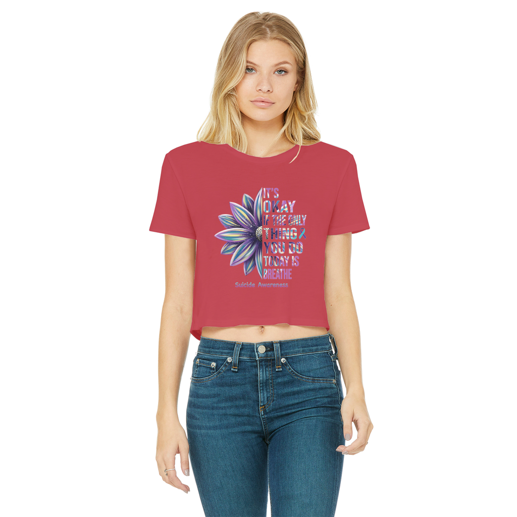 Today Just Breathe Classic Women's Cropped Raw Edge T-Shirt