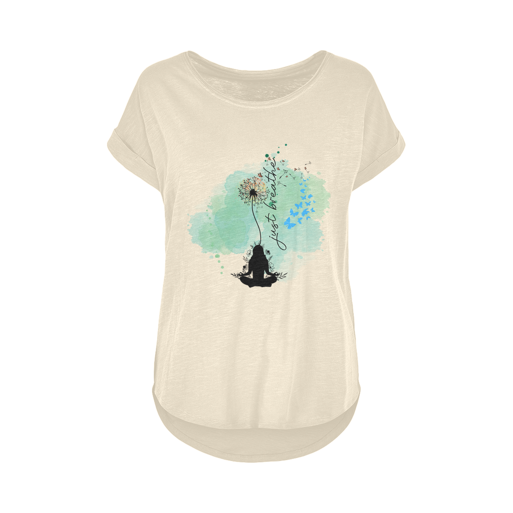 Just Breathe - Green Dandelion Women's Long Slub T-Shirt XS-5XL