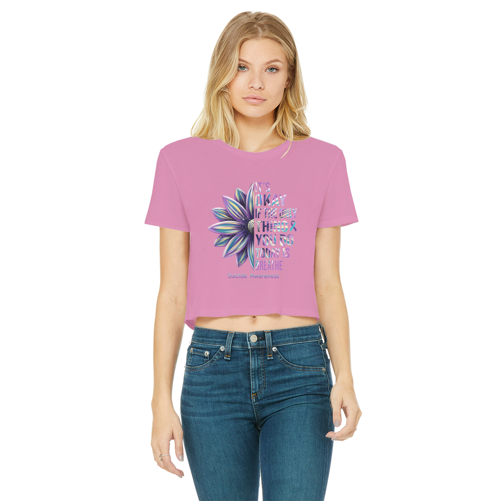 Today Just Breathe Classic Women's Cropped Raw Edge T-Shirt