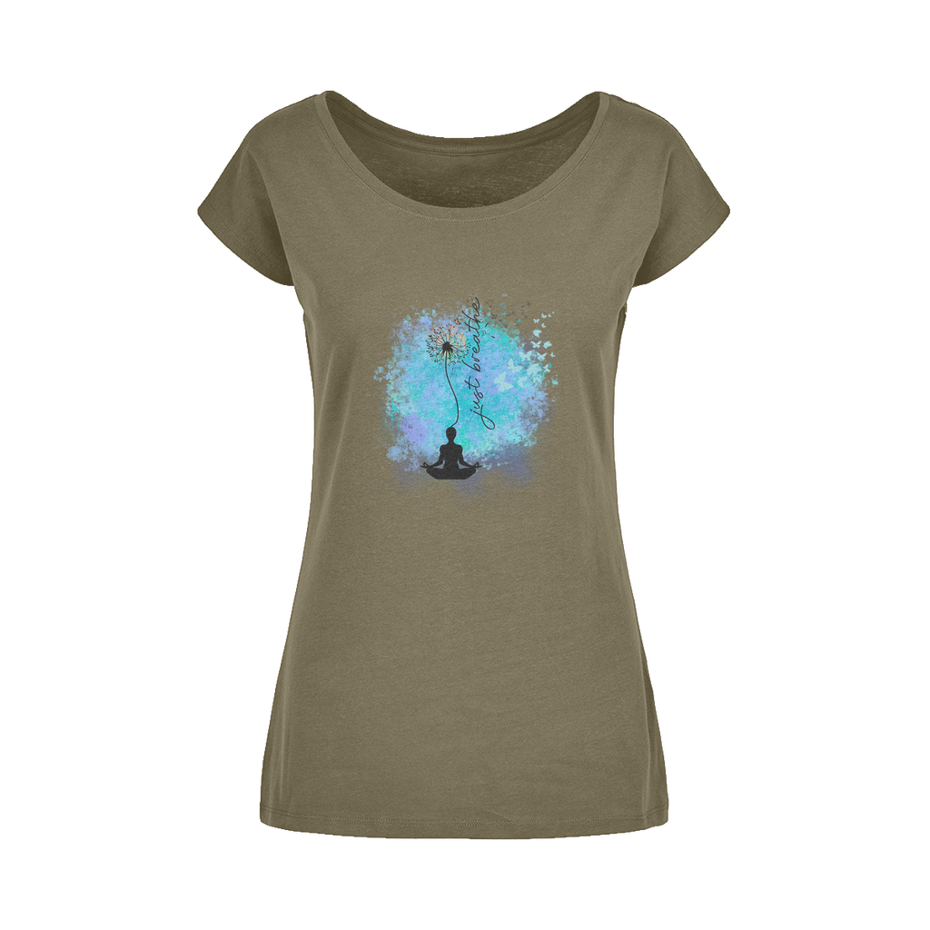 Just Breathe - Dandelion Wide Neck Womens T-Shirt XS-5XL