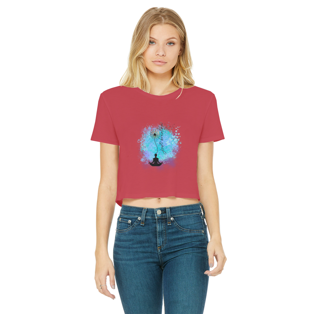 Just Breathe - Dandelion Classic Women's Cropped Raw Edge T-Shirt