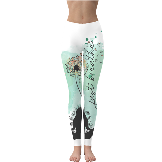 Just Breathe - Green Dandelion Leggings