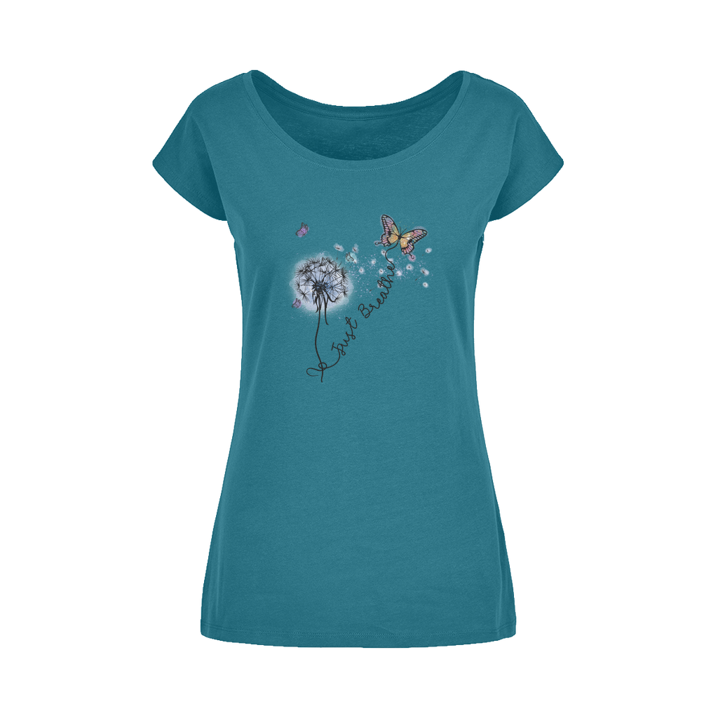 Just Breathe Butterfly Wide Neck Womens T-Shirt XS-5XL