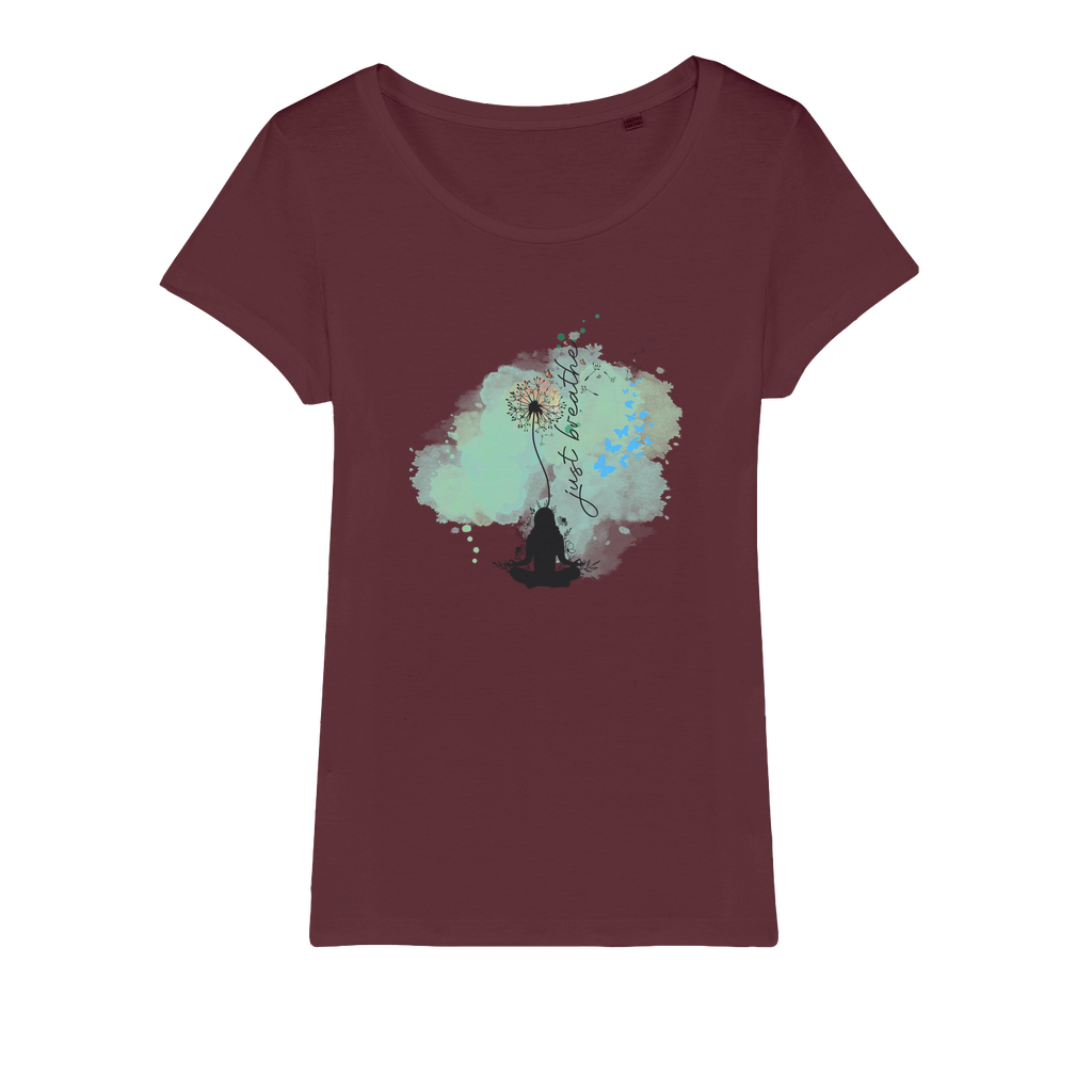 Just Breathe - Green Dandelion Organic Jersey Womens T-Shirt