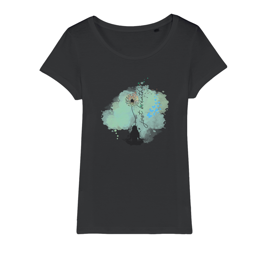 Just Breathe - Green Dandelion Organic Jersey Womens T-Shirt