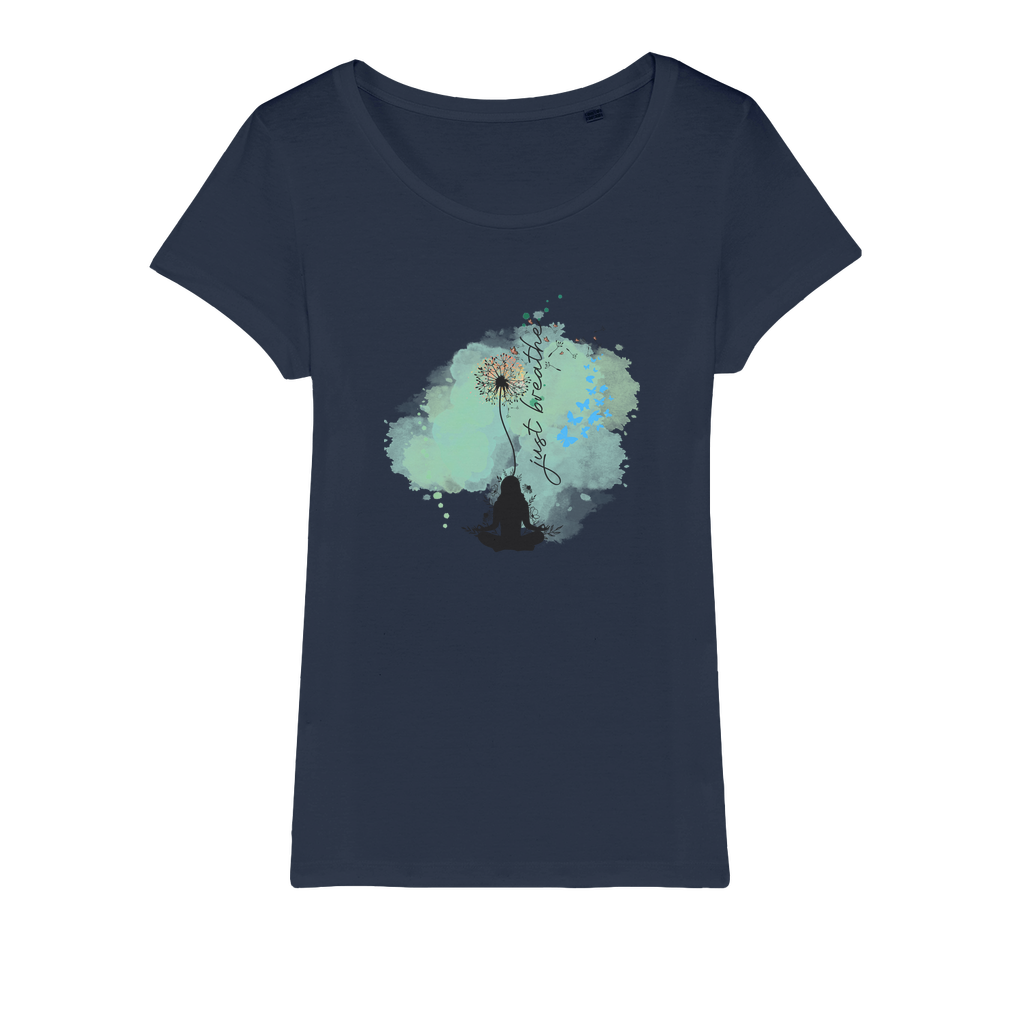 Just Breathe - Green Dandelion Organic Jersey Womens T-Shirt