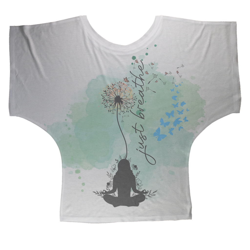 Just Breathe - Green Dandelion Sublimation Batwing Top