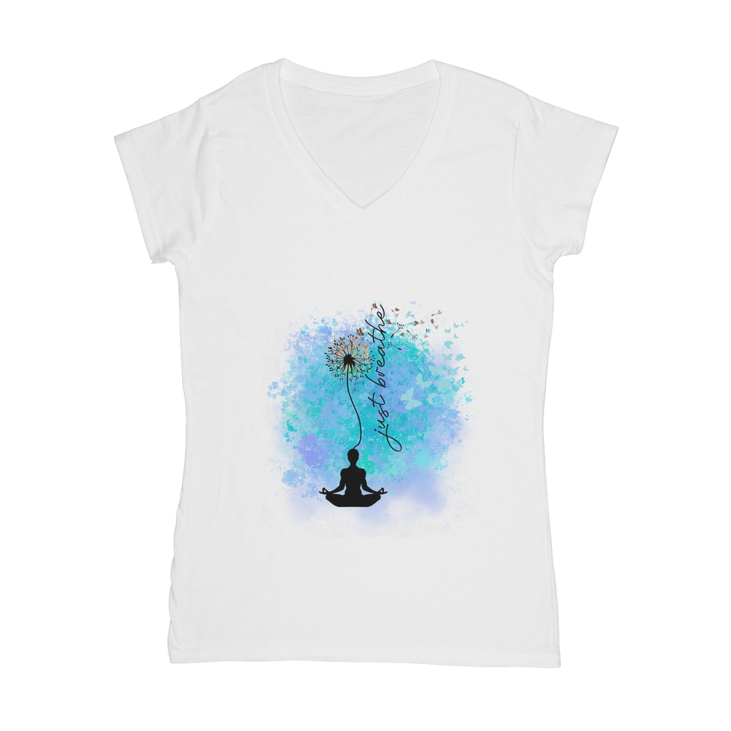 Just Breathe - Dandelion Classic Women's V-Neck T-Shirt