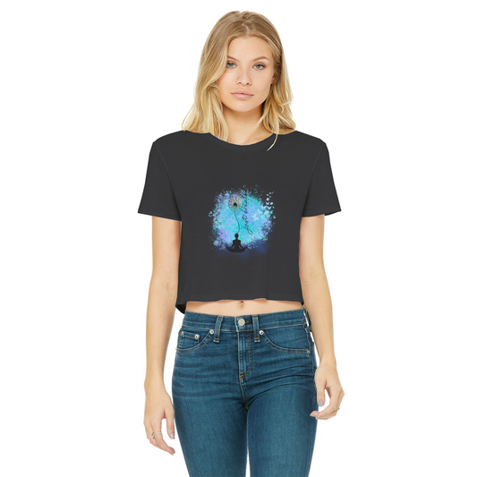 Just Breathe - Dandelion Classic Women's Cropped Raw Edge T-Shirt