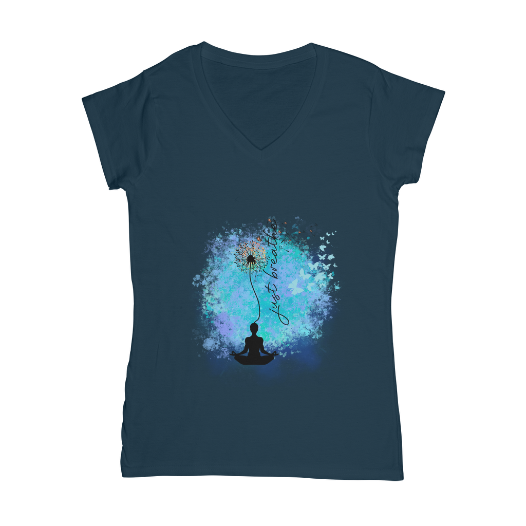 Just Breathe - Dandelion Classic Women's V-Neck T-Shirt