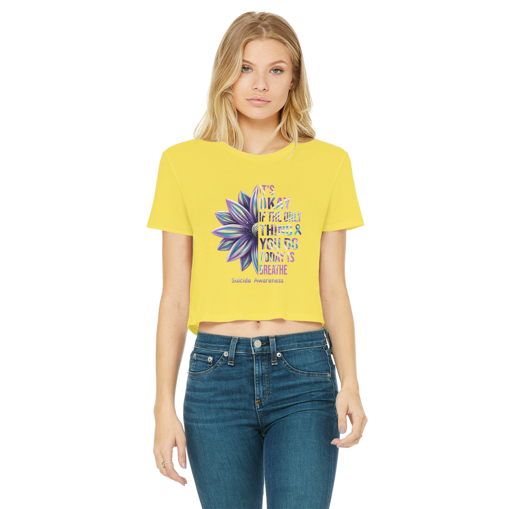 Today Just Breathe Classic Women's Cropped Raw Edge T-Shirt