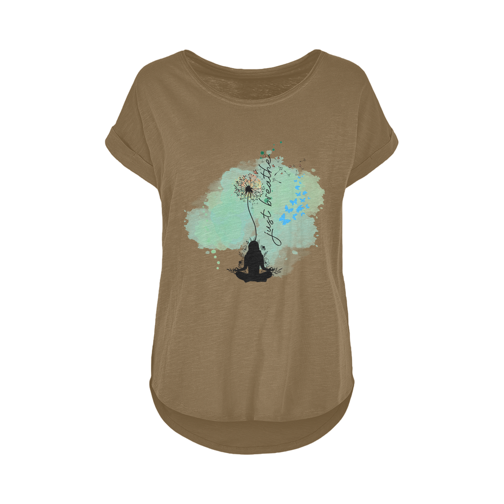 Just Breathe - Green Dandelion Women's Long Slub T-Shirt XS-5XL