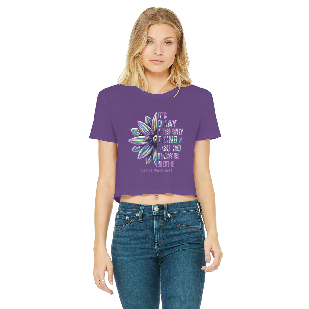 Today Just Breathe Classic Women's Cropped Raw Edge T-Shirt