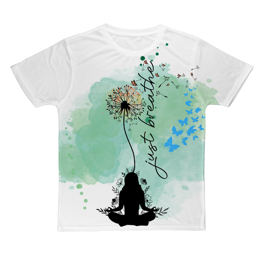 Just Breathe - Green Dandelion Classic Sublimation Adult T-Shirt