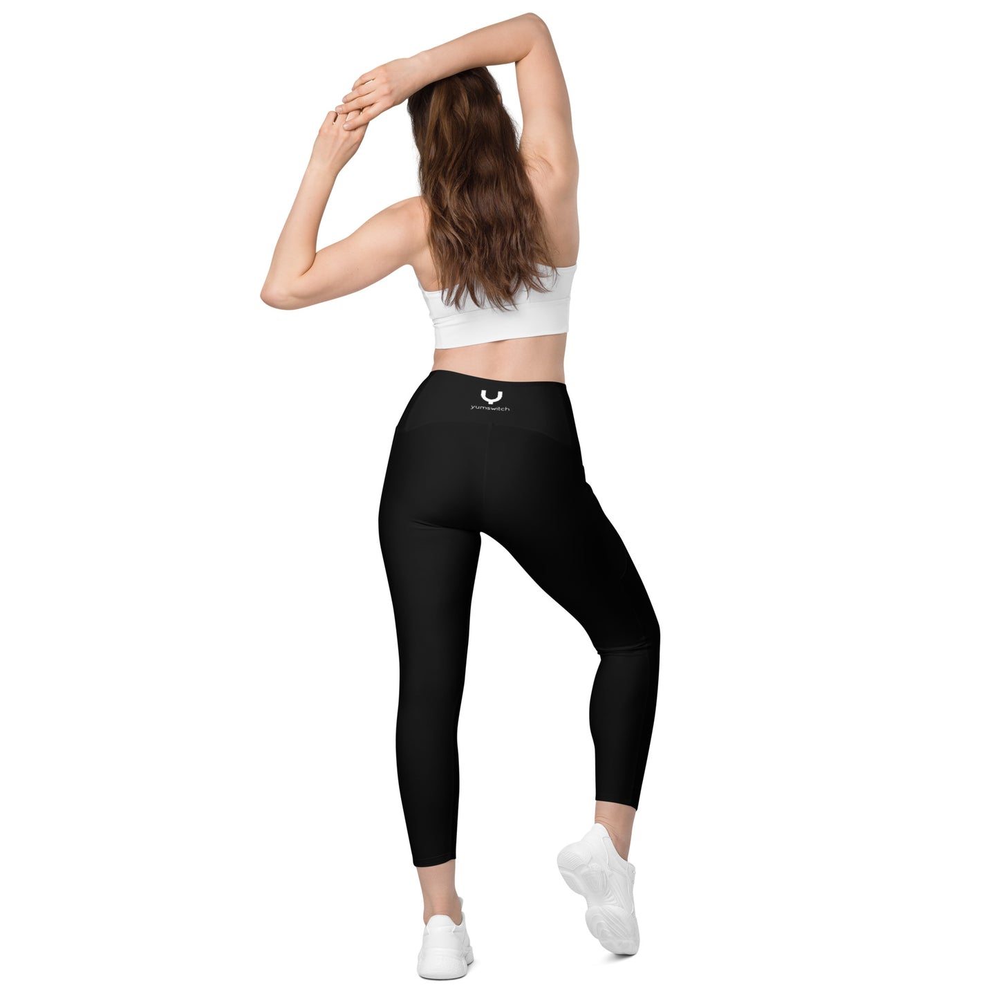 Crossover front leggings with pockets