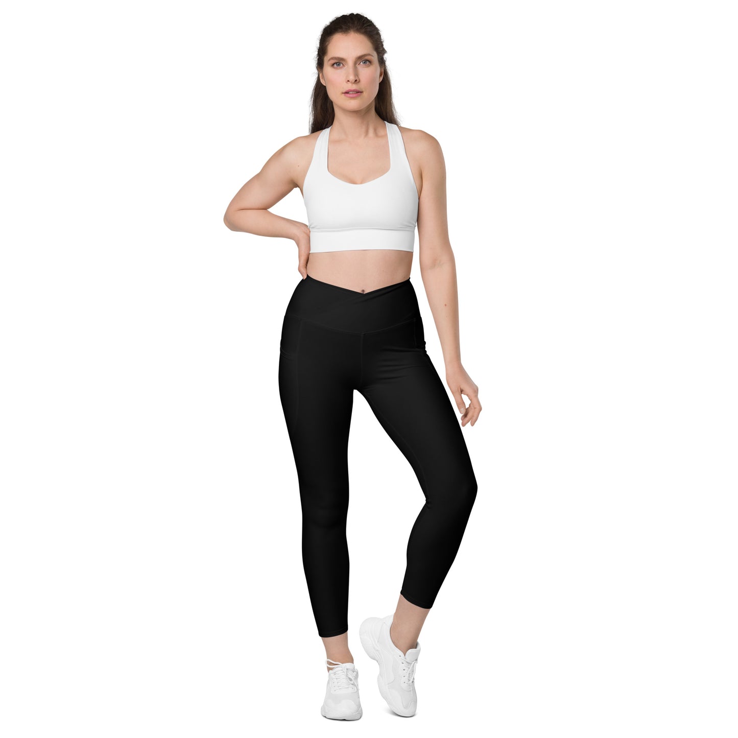 Crossover front leggings with pockets