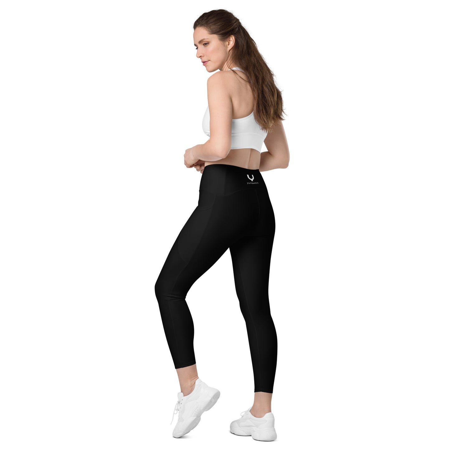 Crossover front leggings with pockets