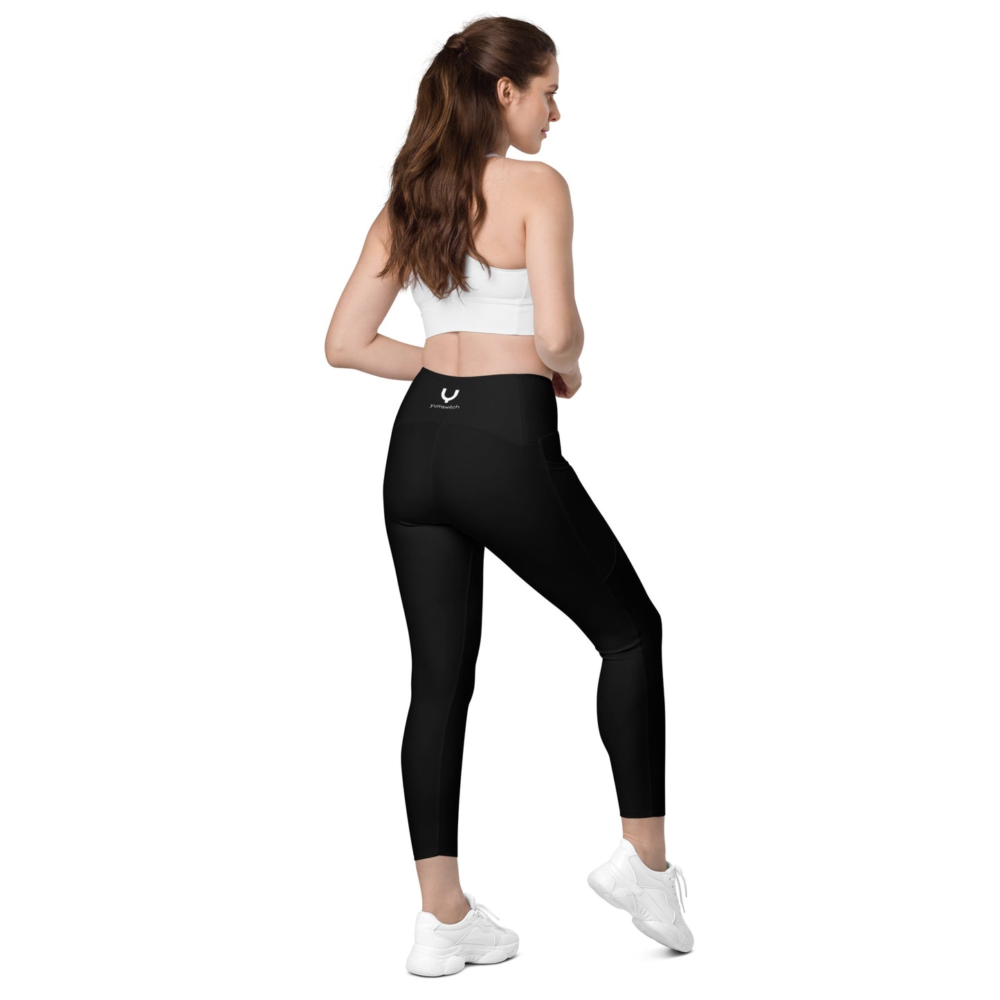 Crossover front leggings with pockets