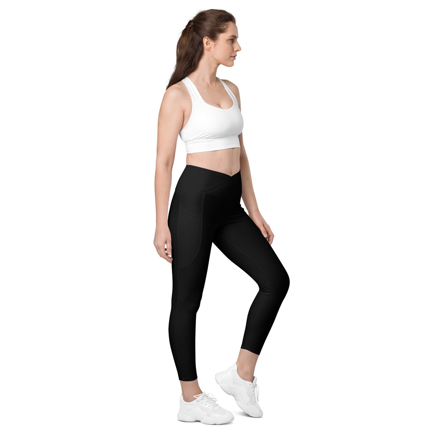 Crossover front leggings with pockets