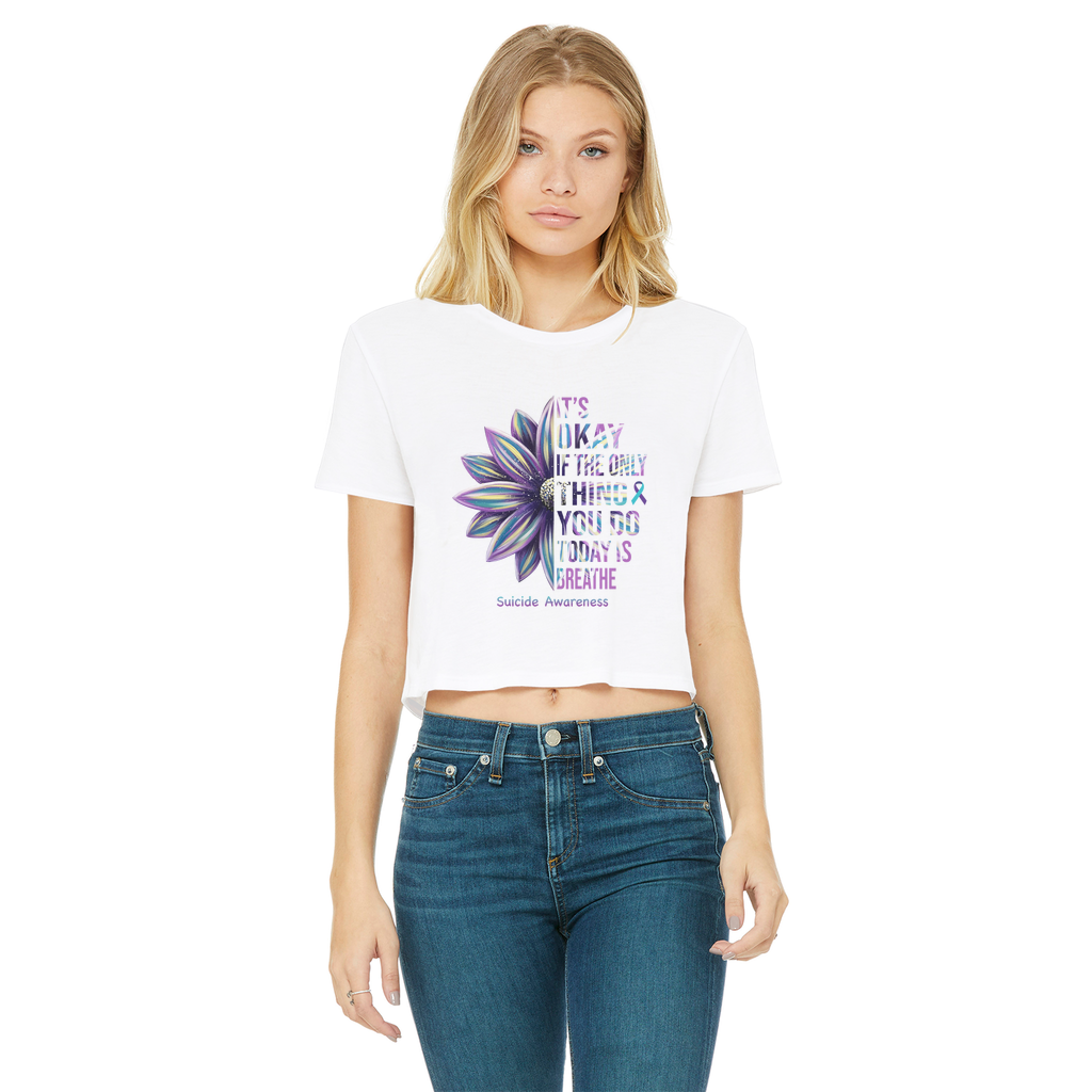 Today Just Breathe Classic Women's Cropped Raw Edge T-Shirt