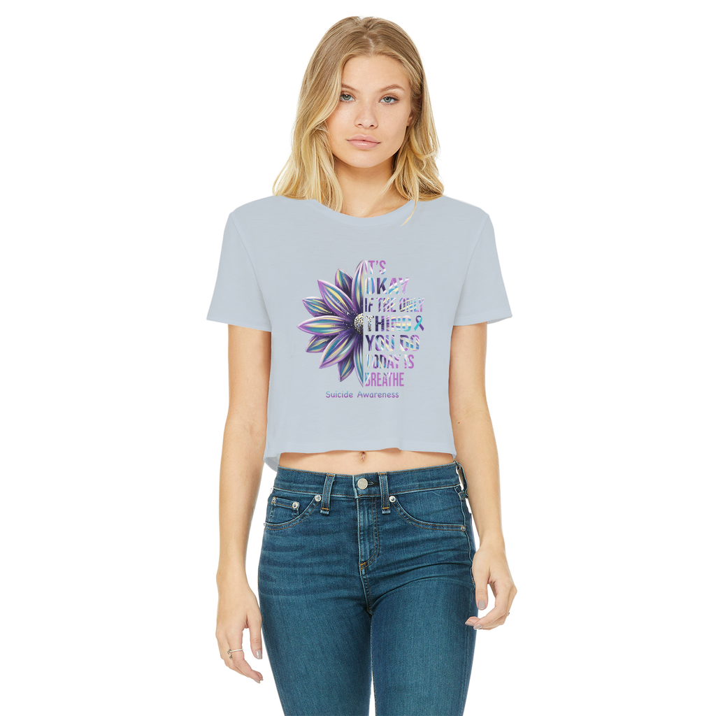 Today Just Breathe Classic Women's Cropped Raw Edge T-Shirt