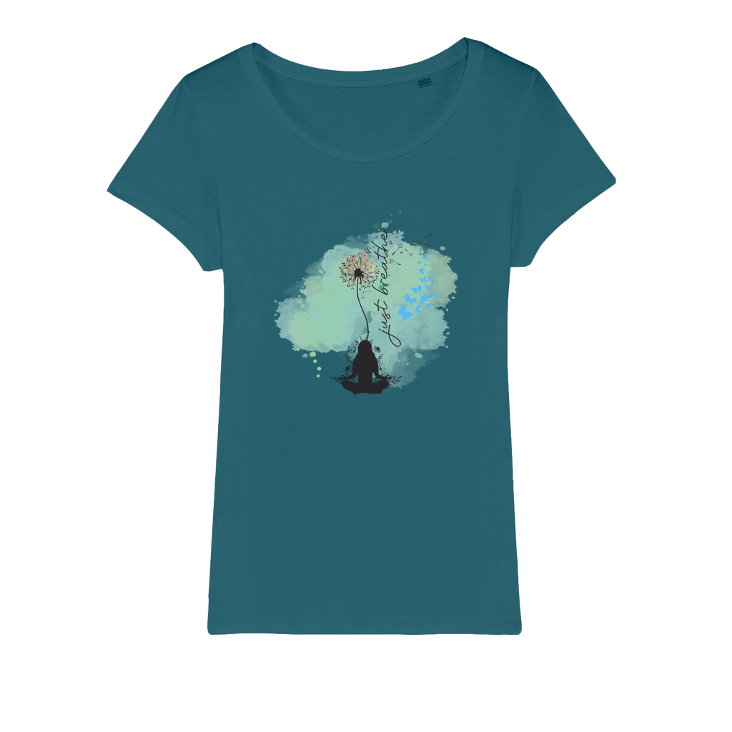 Just Breathe - Green Dandelion Organic Jersey Womens T-Shirt