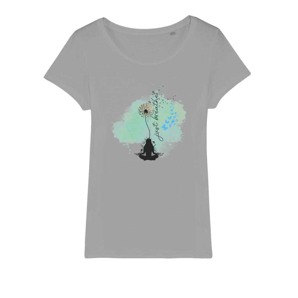 Just Breathe - Green Dandelion Organic Jersey Womens T-Shirt