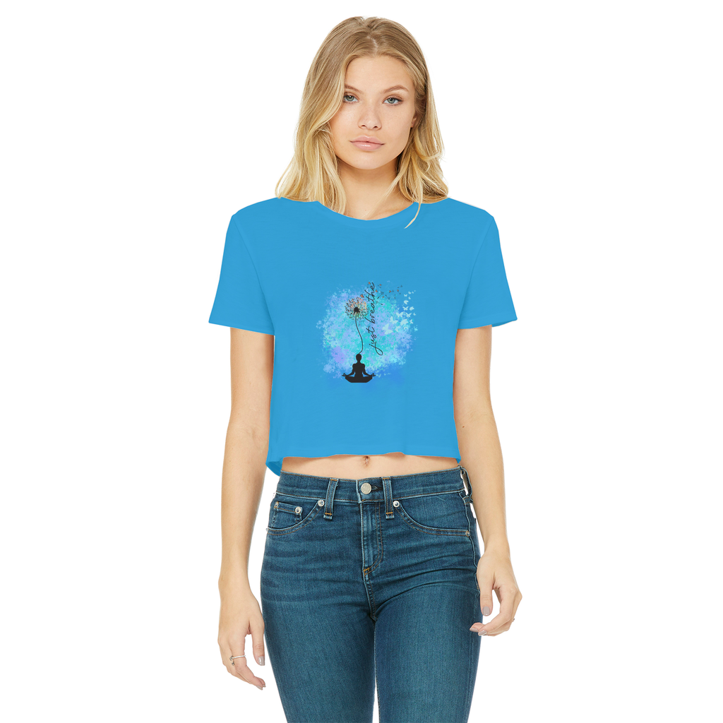 Just Breathe - Dandelion Classic Women's Cropped Raw Edge T-Shirt