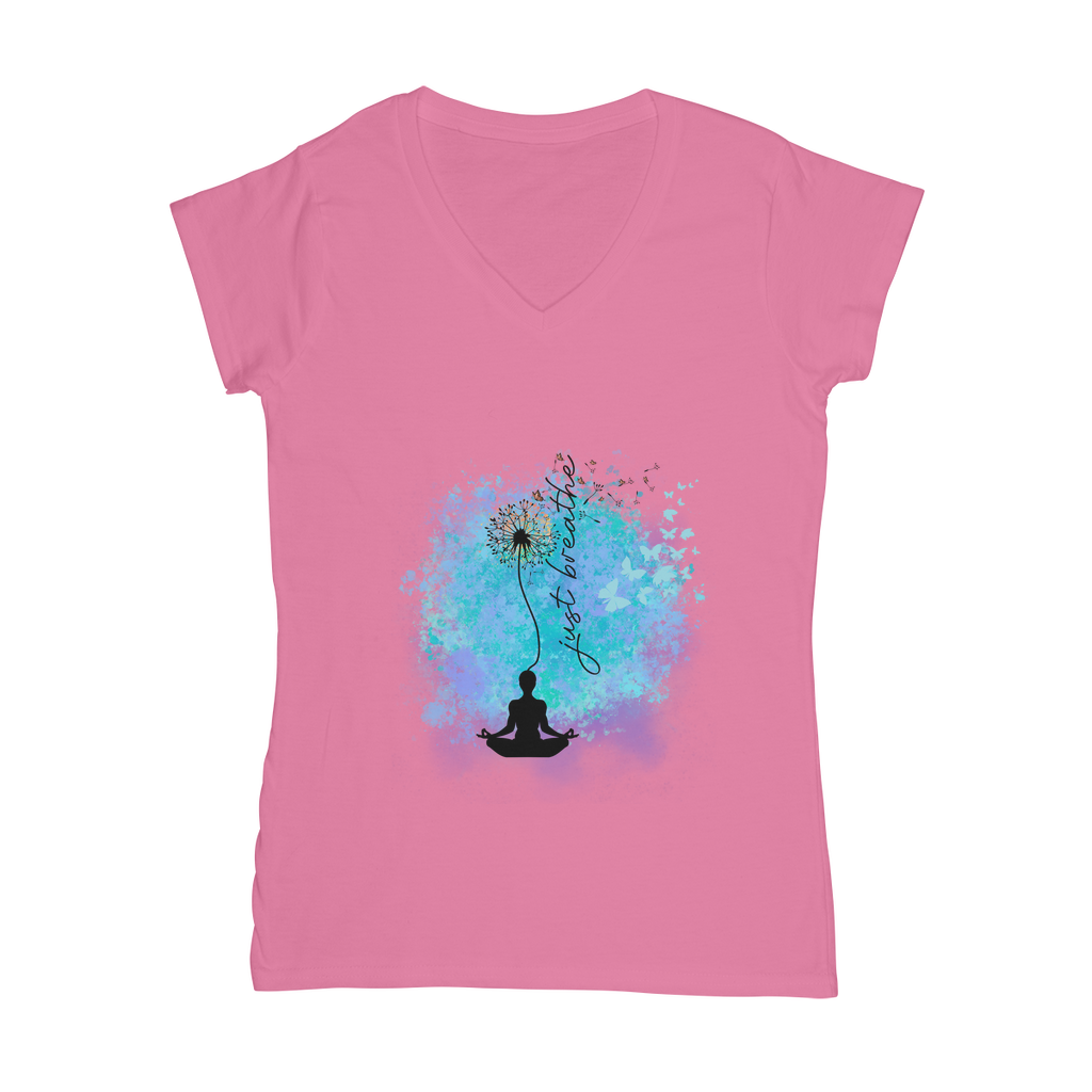 Just Breathe - Dandelion Classic Women's V-Neck T-Shirt