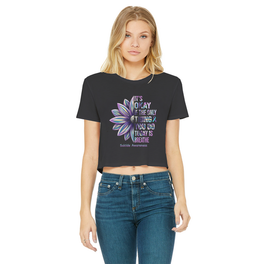 Today Just Breathe Classic Women's Cropped Raw Edge T-Shirt