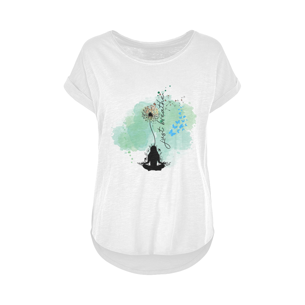 Just Breathe - Green Dandelion Women's Long Slub T-Shirt XS-5XL