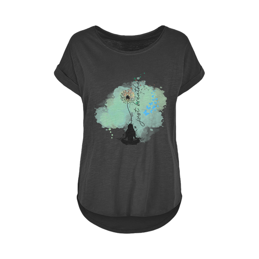 Just Breathe - Green Dandelion Women's Long Slub T-Shirt XS-5XL