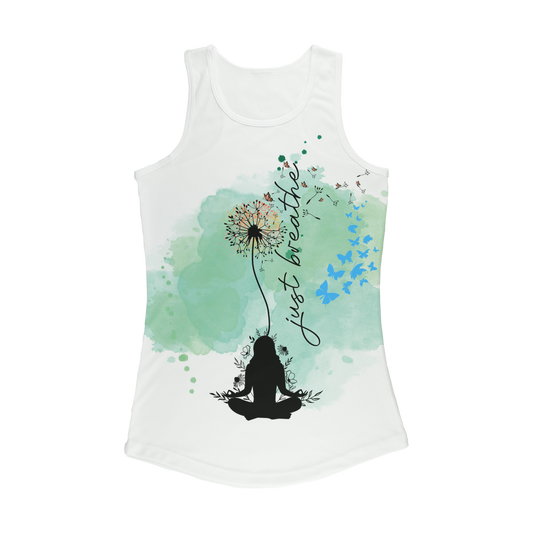 Just Breathe - Green Dandelion Women Performance Tank Top