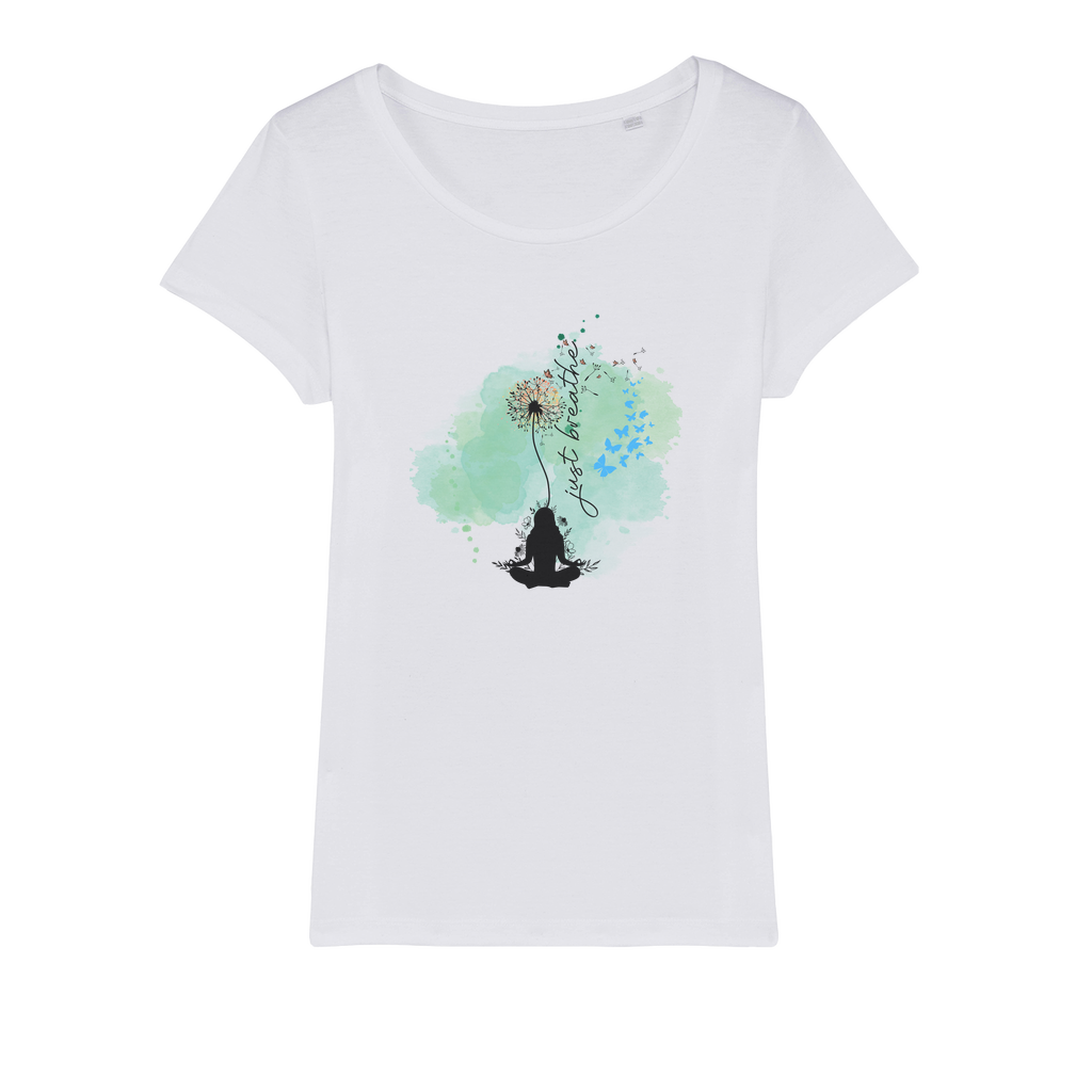 Just Breathe - Green Dandelion Organic Jersey Womens T-Shirt